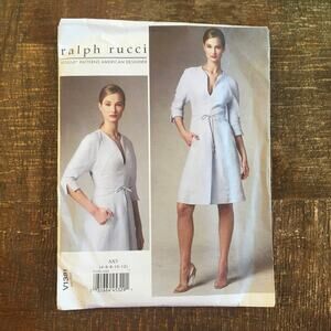 Vogue Sewing Pattern V1381 Fitted Dress Waist Tie Ralph Rucci Quilted 4-12 UNCUT
